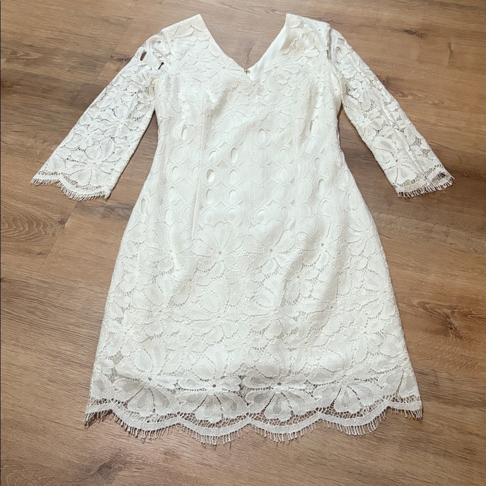 LILLY PULITZER Macon Resort White Dress Whitaker Lace Size 2 Bride - Picture 2 of 6